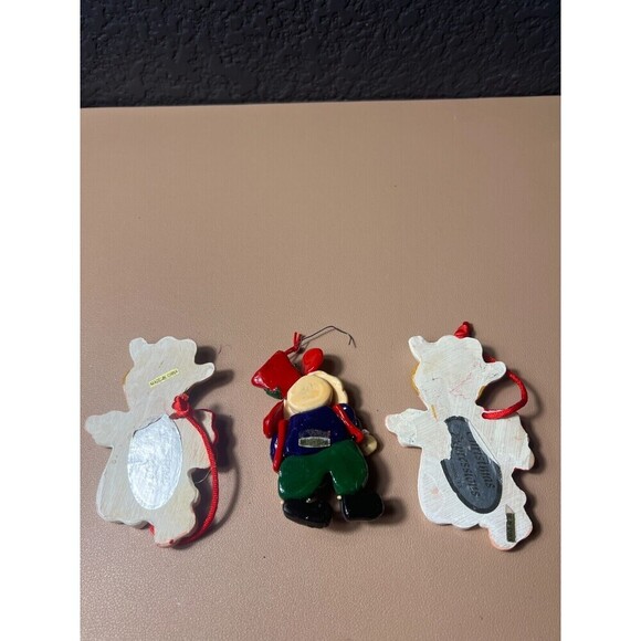 Lot Of 3 Christmas Expressions Ceramic Cowboy Hanging Ornaments Holiday - Picture 7 of 9